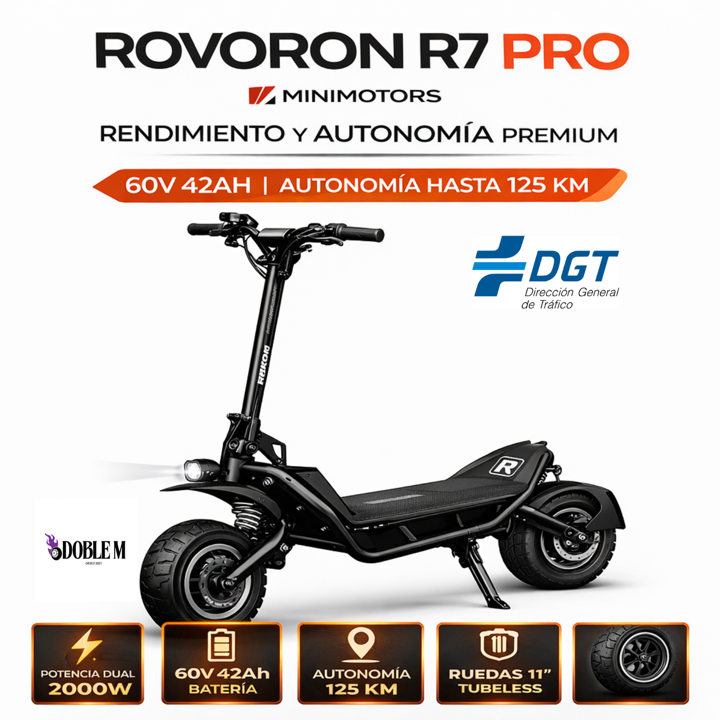 PATINETE ROVORON R7 PRO | 60V 42Ah ( DGT)