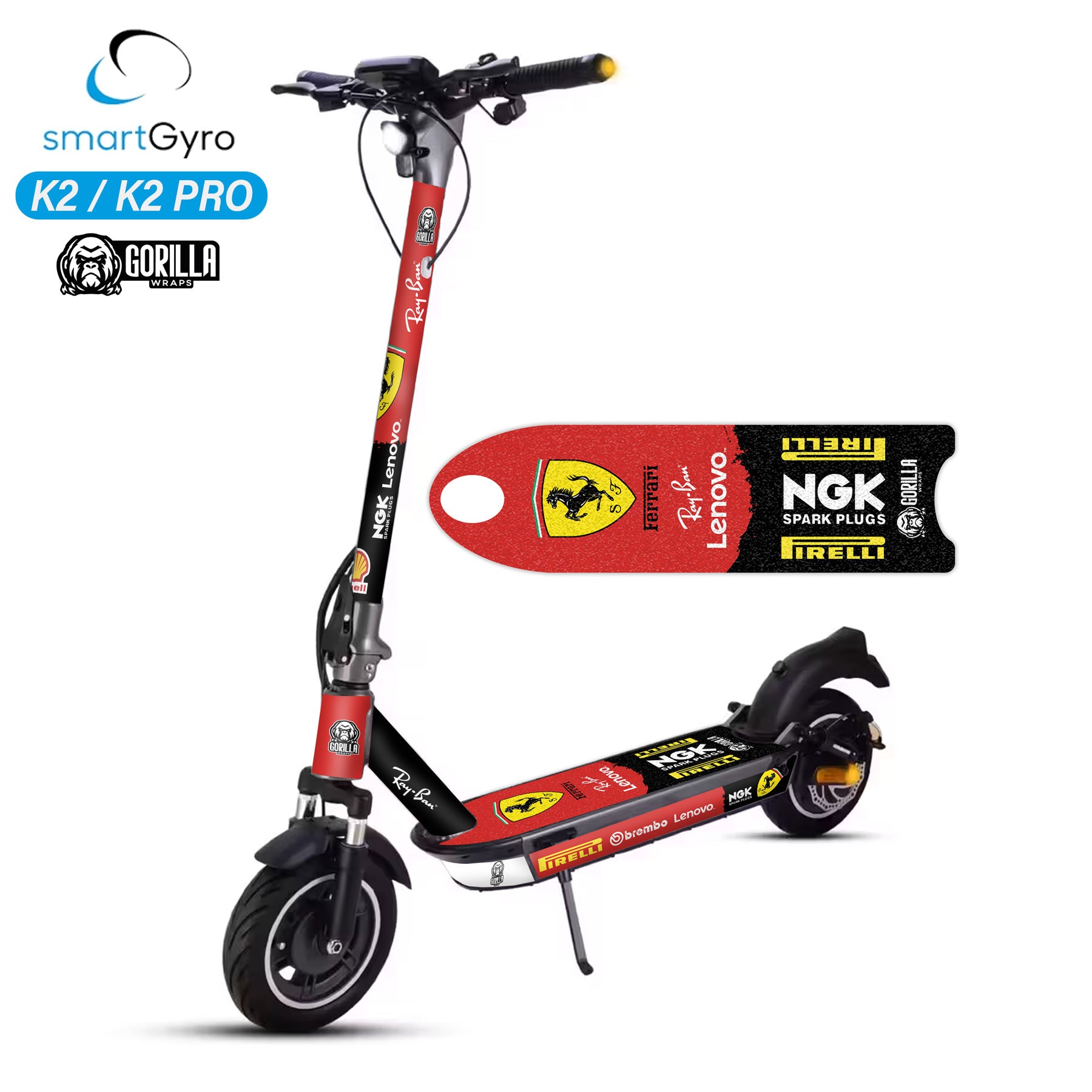Vinilos para patinete Smartgyro k2 / k2 pro FERRARI
