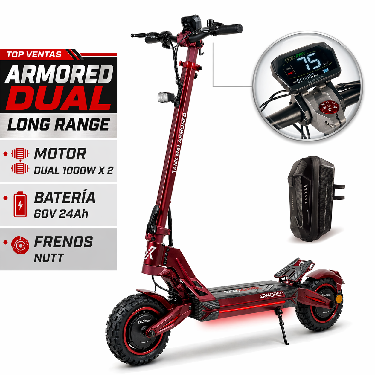 PATINETE ECOXTREM ARMORED DUAL – DGT Homologado 2026 24AH