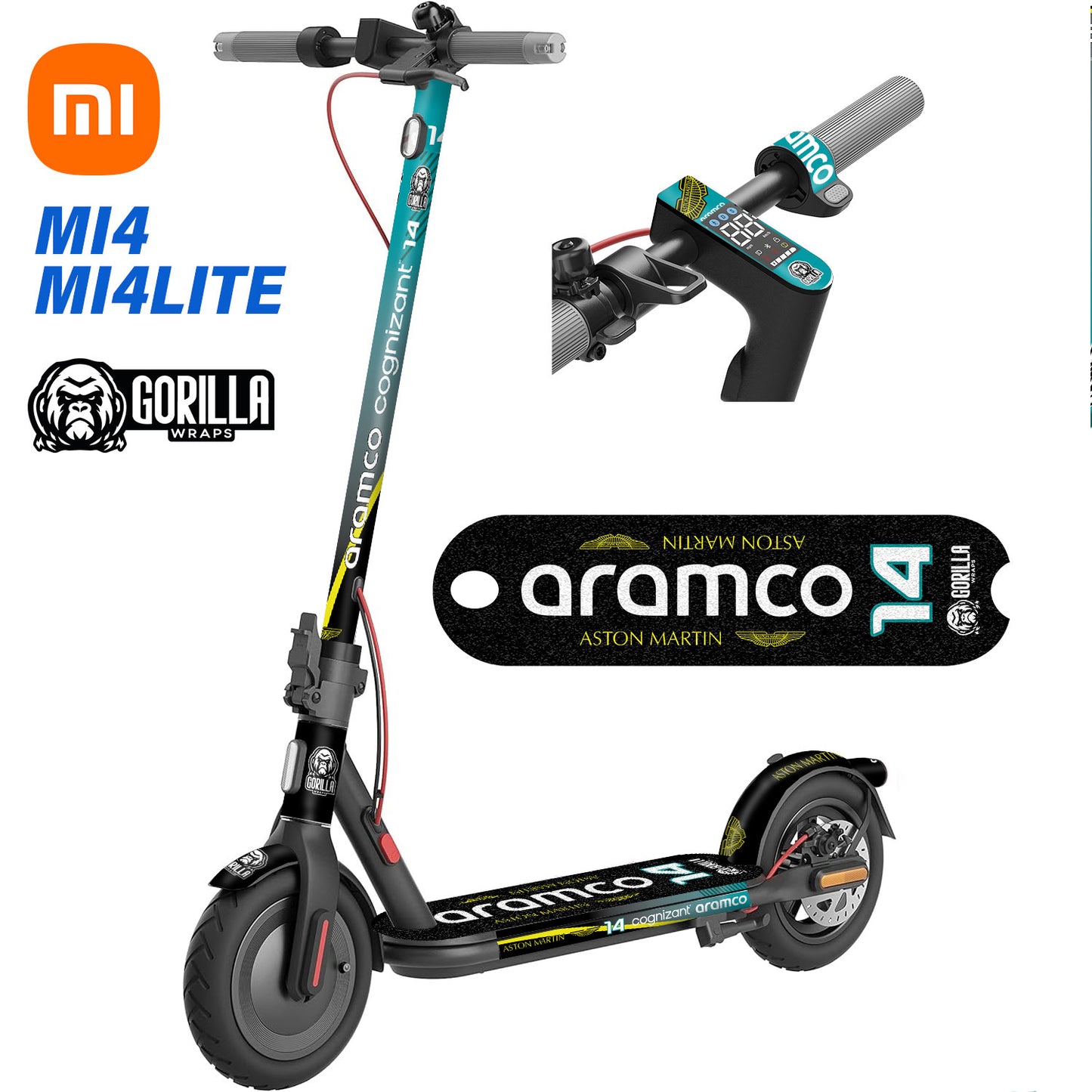 Vinilos patinete XIAOMI  MI4 / MI4 LITE – Aston Martin&Aramco